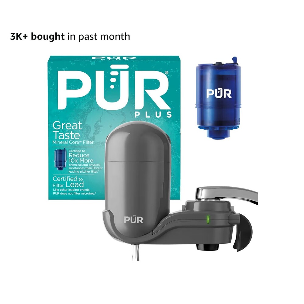 PUR Plus Vertical Faucet-Mount Water Filtration System Black New